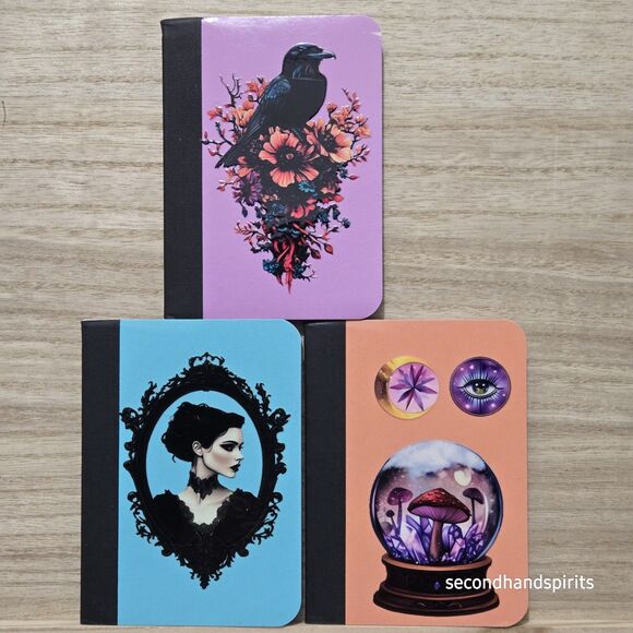3 Memo Notebooks With Decals. Imperfect Steampunk, Dark,Mystical, Witchy - Picture 1 of 5